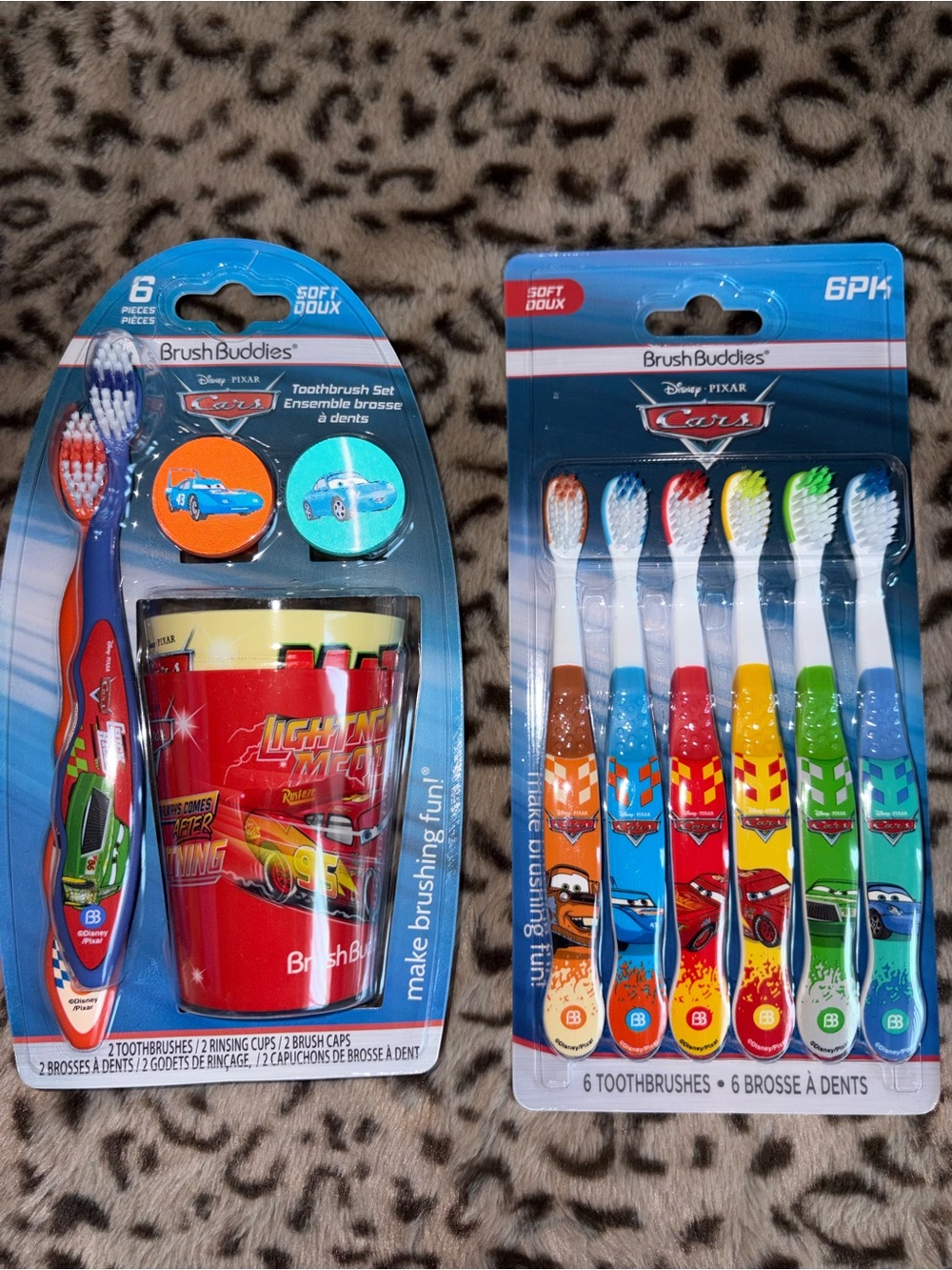 Disney Cars Kids Toothbrush Set – Blue, Red, Yellow, Green, Orange